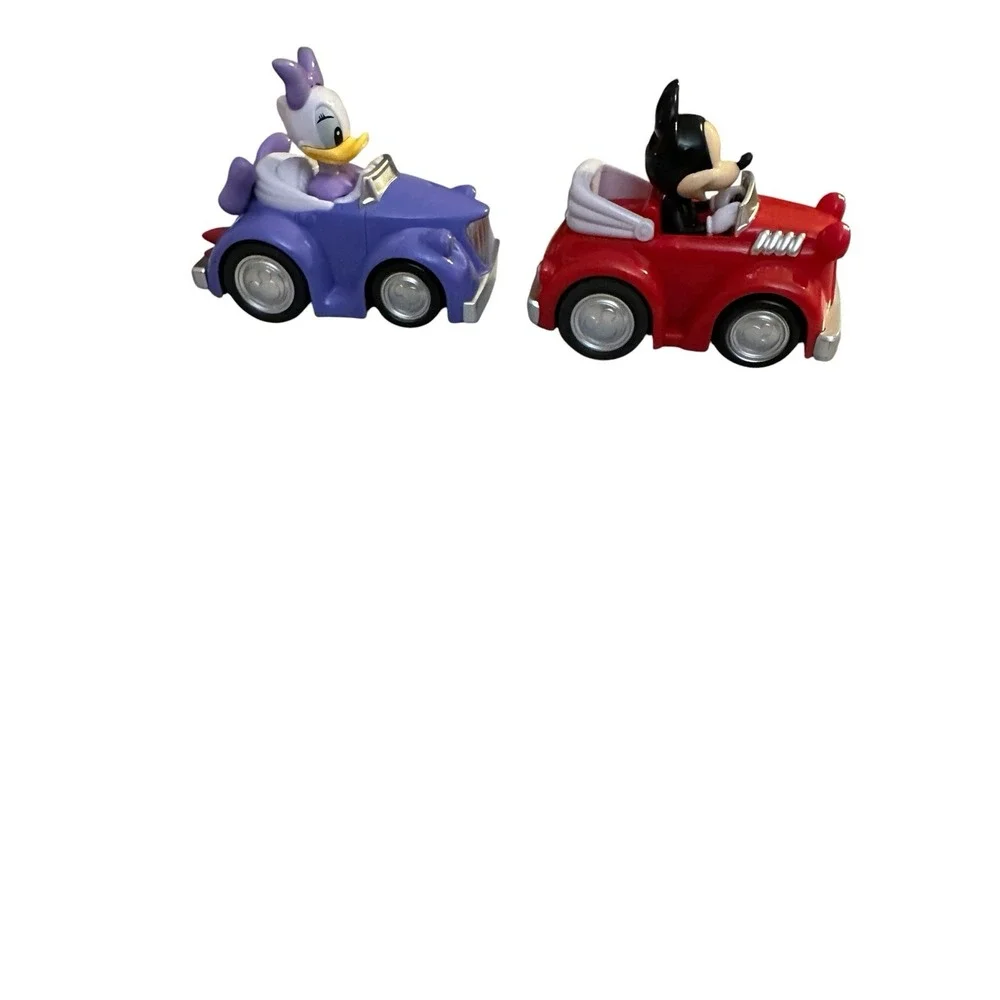 Disney Mickey Mouse & Daisy Duck Toy Car Lot of 2 - Red & Purple